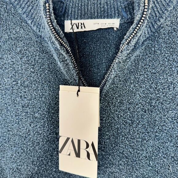 ZARA Blue Knit Dress Size Medium - Picture 3 of 6